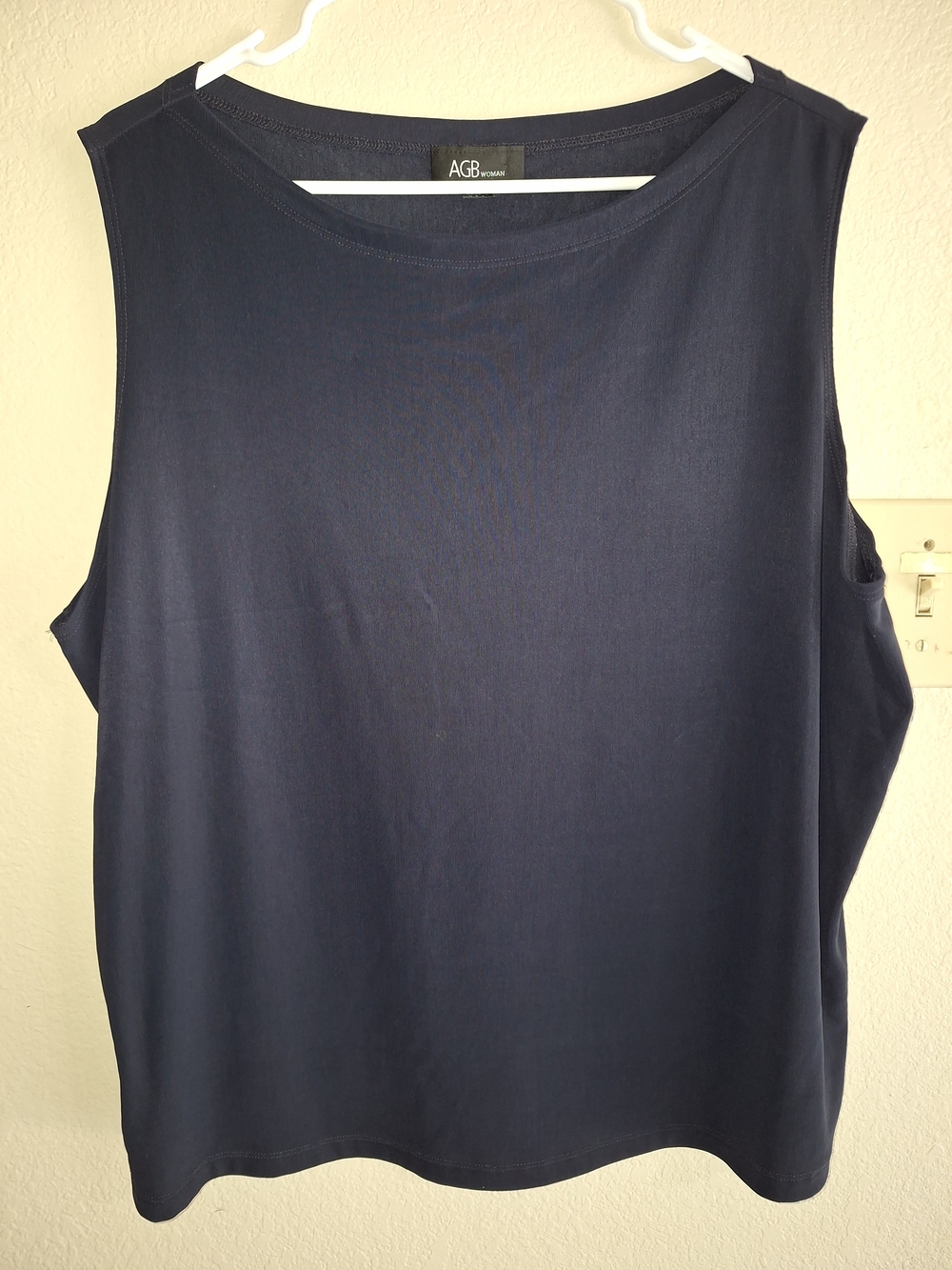 Plus Sz3X AGB Navy Sleeveless Crewneck Top Lined